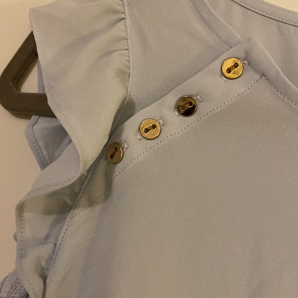 LOFT Blue Ruffle Sleeve Top - Picture 4 of 6